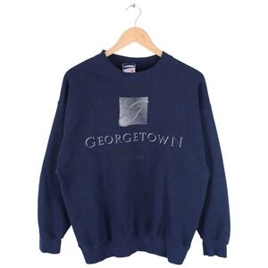 Vintage Georgetown University Hoyas Sweatshirt Collegiate Navy Crewneck Large